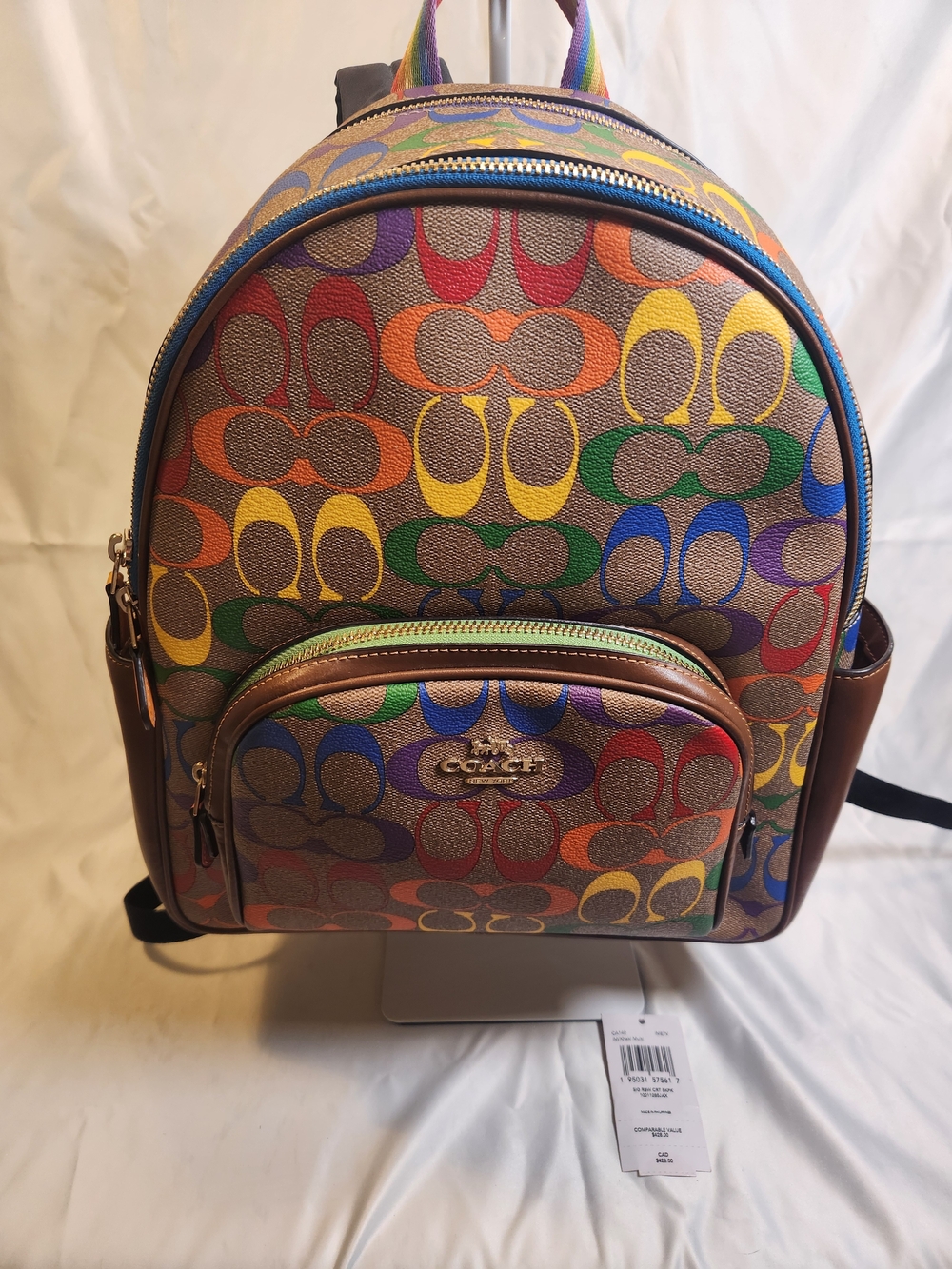 Coach Court Backpack in Rainbow Signature Canvas (Style CA140)